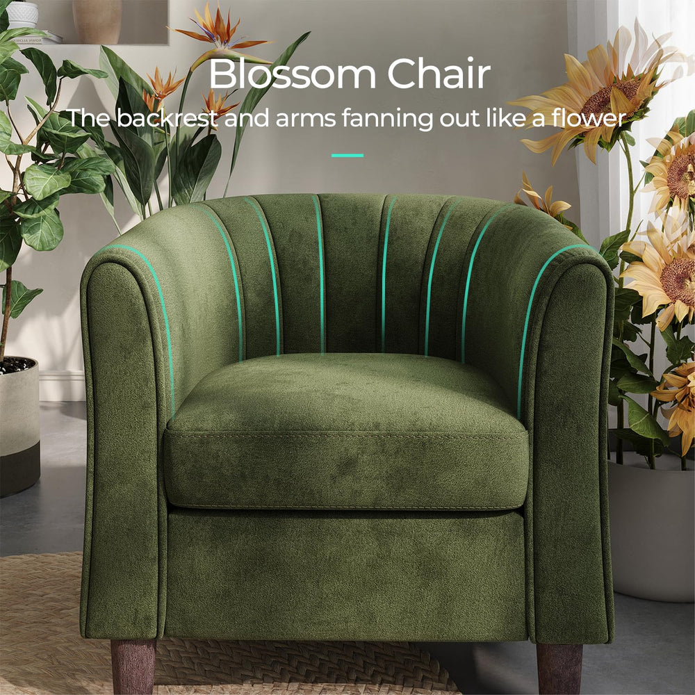 Barrel Accent Chair with Ottoman – Velvet