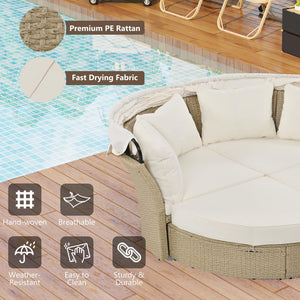 Outdoor Patio Daybed with Retractable Canopy