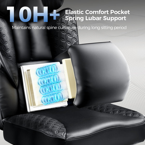 High-Back Ergonomic Office Chair – Reclining, Footrest & Pocket Spring Lumbar Support