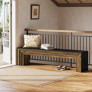 71" Extra Long Entryway Bench with Layered Design