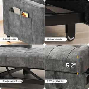 Convertible Sleeper Sofa Bed with Adjustable Backrest