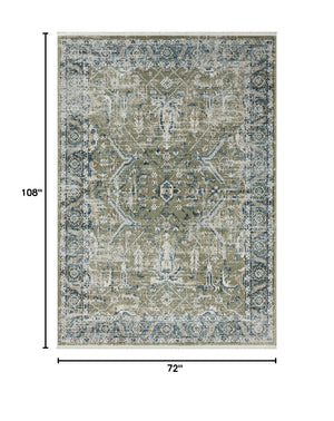 Blue & Green Vintage Abstract Area Rug