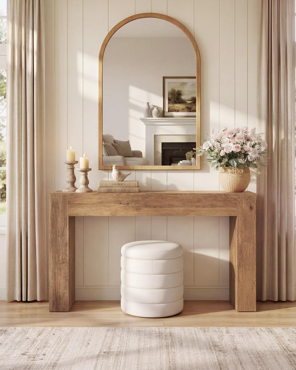 U-Shaped Console Table with Thick Tabletop