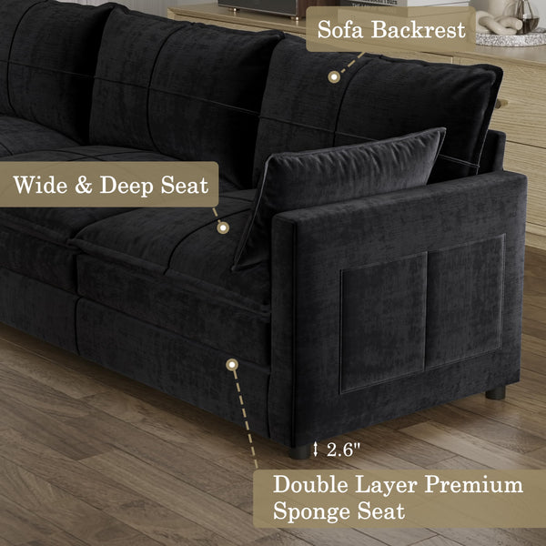 L-Shaped Sectional Sofa with Reversible Chaise & Deep Seat