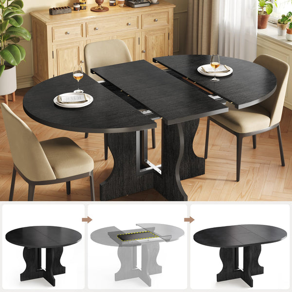 Extendable Round Dining Table for 4–8 | 43.3" to 59" Oval Kitchen Table