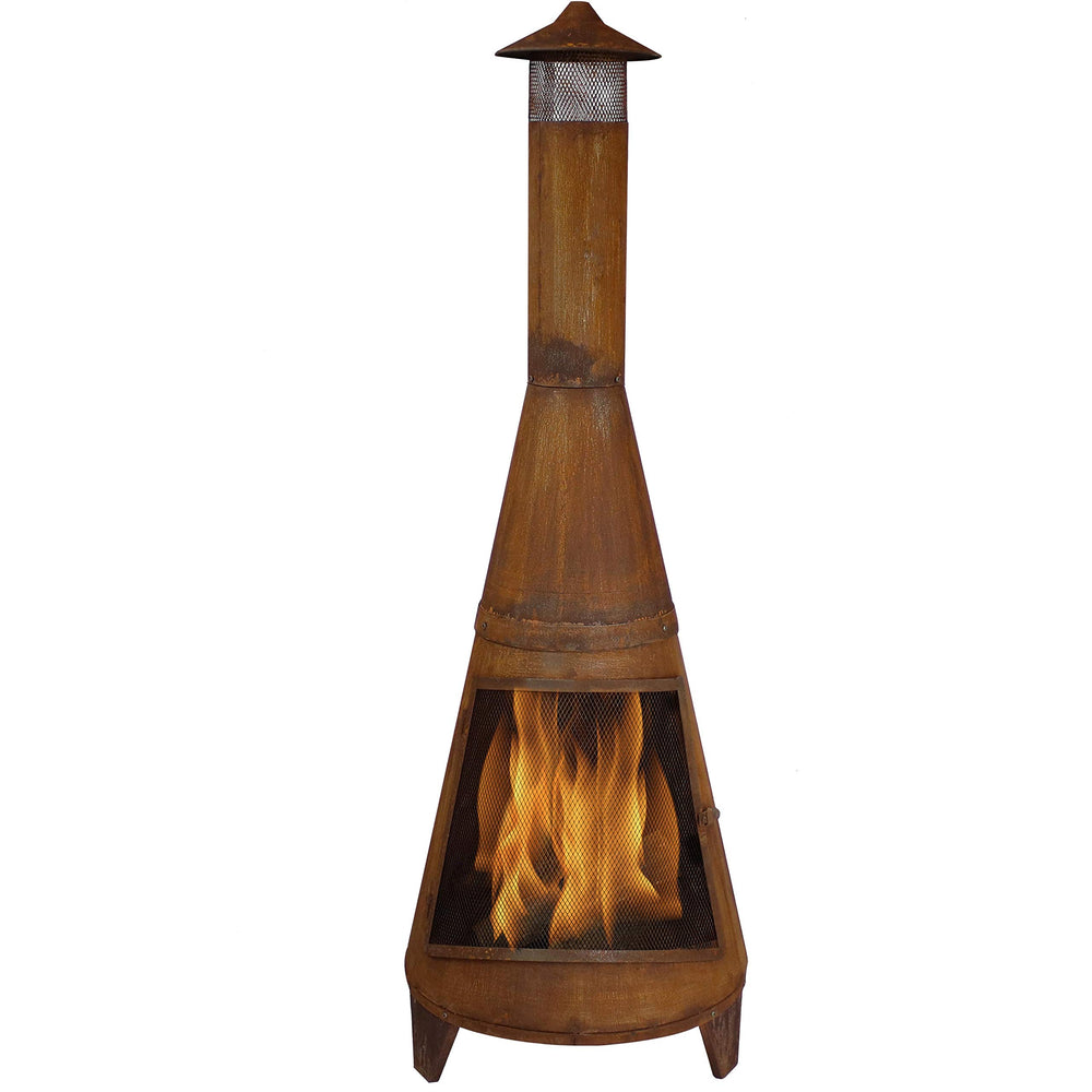 70-Inch Steel Chiminea Wood-Burning Outdoor Fireplace