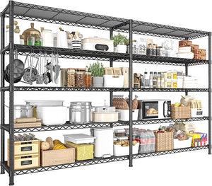 5-Tier Heavy Duty Wire Shelving Unit with Adjustable Shelves