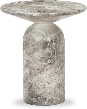 Round Faux Marble End Table – Reinforced Resin Side Table