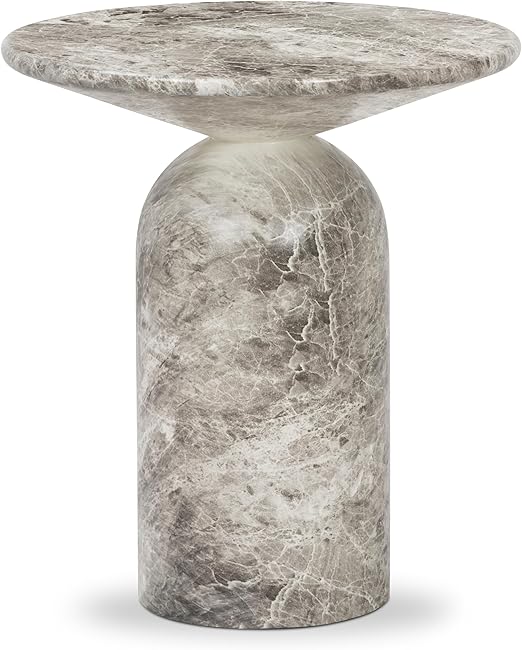 Round Faux Marble End Table – Reinforced Resin Side Table