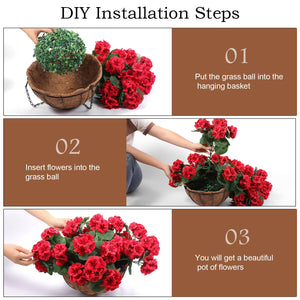 Artificial Geranium Hanging Baskets with Silk Flowers – Set of 2