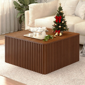 Fluted Square Coffee Table with Storage