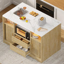 Rolling Kitchen Island with Storage, Power Outlet & LED Light