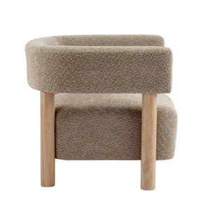 Low Profile Boucle Accent Chair with Round Backrest