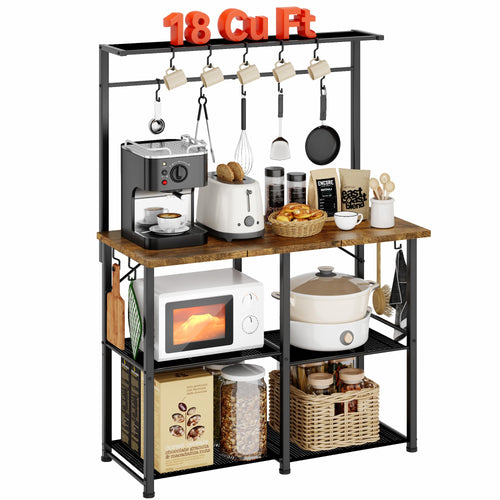 4-Tier Bakers Rack with Storage & Coffee Bar