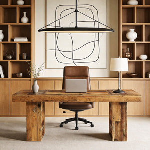 63-Inch Farmhouse Executive Desk with Rustic Wood Grain Finish