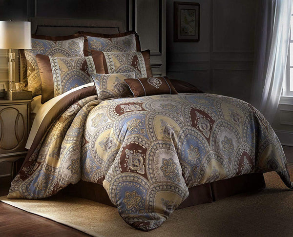 8-Piece Medallion Floral Jacquard Comforter Set