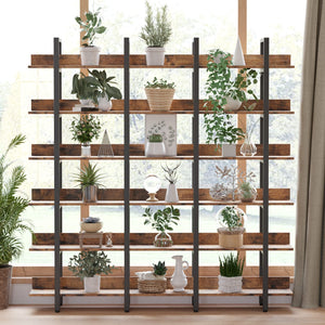 6-Tier Wide Open Bookcase with Back Fence