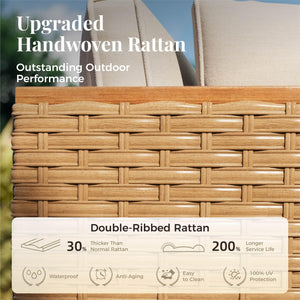 7-Piece Rattan Outdoor Sectional Sofa Set with Coffee Table