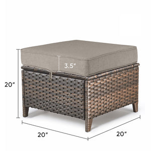 Outdoor Wicker Patio Ottoman Set of 2 – Multipurpose Footrest, Bench & Side Table