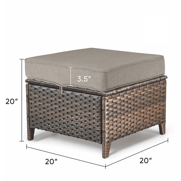 Outdoor Wicker Patio Ottoman Set of 2 – Multipurpose Footrest, Bench & Side Table