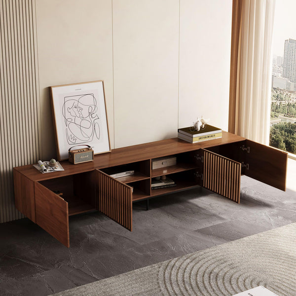 Mid-Century Modern TV Stand with Storage – Fits TVs Up to 80 Inches