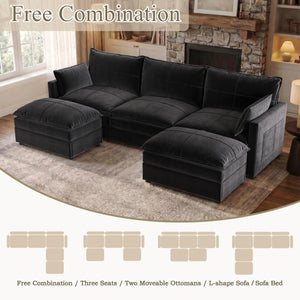 L-Shaped Sectional Sofa with Reversible Chaise & Deep Seat