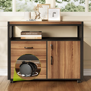 L-Shaped Executive Desk with Lateral File Cabinet