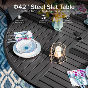 Round Metal Outdoor Dining Table with Umbrella Hole