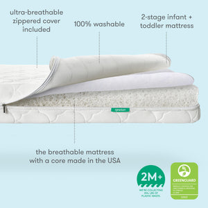 Breathable Crib & Toddler Mattress – Washable, Firm Support, 5.5" Thick