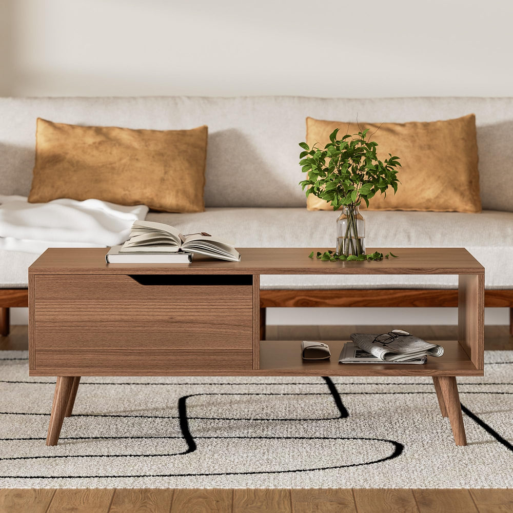 Coffee Table with Drawer & Open Shelf