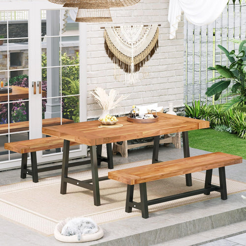 63" Acacia Wood Outdoor Bench