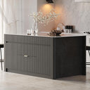 Kitchen Island with Sintered Stone Top and Wood Storage Cabinet