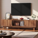 Fluted TV Stand with Power Outlets & Adjustable Shelves for 55–65 Inch TVs