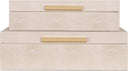 Ivory Shagreen Decorative Boxes Set of 3 with Gold Handles & Velvet Lining