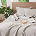 Washed Cotton Stripe Stitch Quilt Set with Pillow Shams