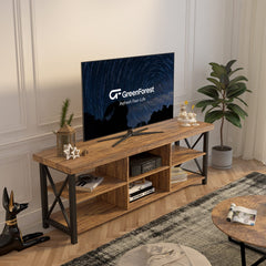 GreenForest TV Stand for TV up to 65 inches, Entertainment Center with 6 Storage Cabinet for Living Room, 55 inch Farmhouse Television Stands Console Table, TV Stands for Living Room, Walnut