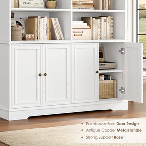 73" Tall Bookshelf with Doors – 6-Tier Double Wide Storage Bookcase