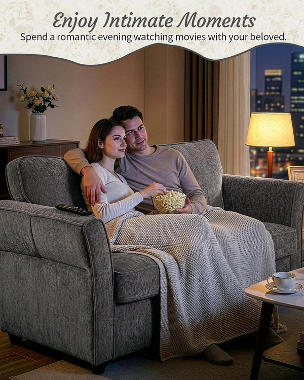 67" Chenille Loveseat Sofa with Removable Covers & Solid Wood Frame