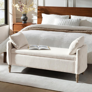 59" Storage Bench with Flip-Top & Throw Pillows