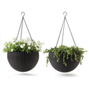 Round Hanging Planter Baskets Set of 2 – Rattan-Look Resin