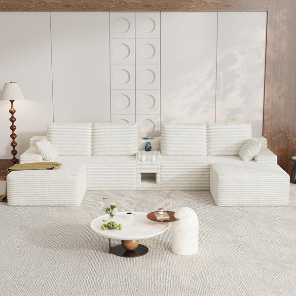 150" Oversized U-Shaped Modular Sectional Sofa, 6-Seater