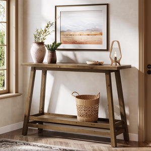 Farmhouse Console Table with Storage Shelf