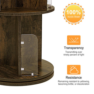 4-Tier Revolving Bookshelf Tower with Acrylic Window Partitions
