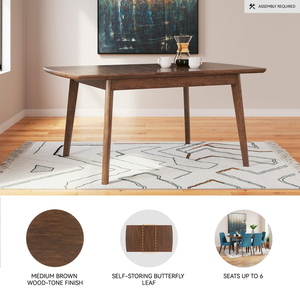 Rectangular Extension Dining Table with Self-Storing Leaf