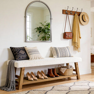 55" Upholstered Storage Bench with Cushion