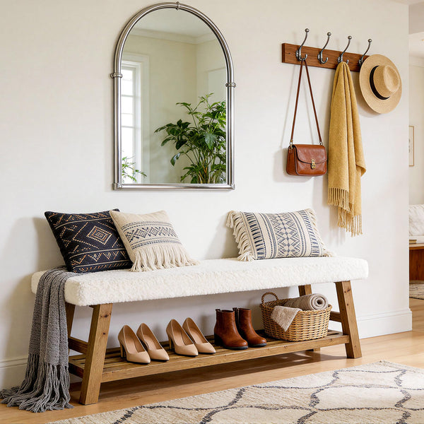 55" Upholstered Storage Bench with Cushion