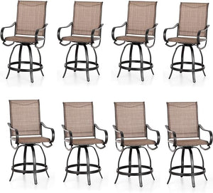 Outdoor Swivel Counter Height Bar Stools with Sling Fabric