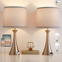 Touch Table Lamps Set of 2 – 21", USB C+A Ports, 3-Way Dimmable