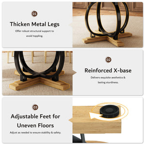 Extendable Round Dining Table for 4–6 | MDF Top & Metal X-Base