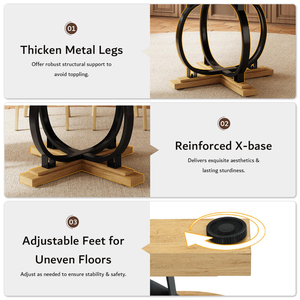 Extendable Round Dining Table for 4–6 | MDF Top & Metal X-Base